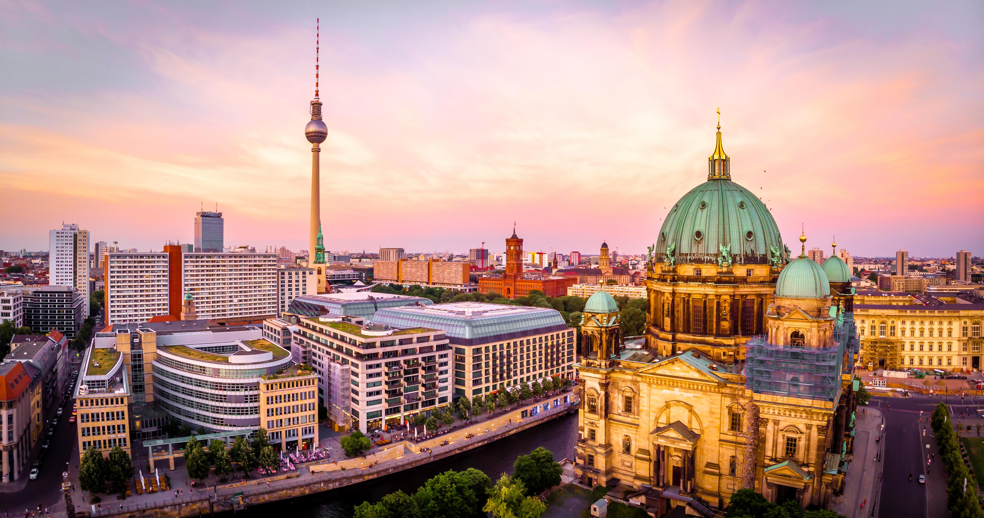 Berlin skyline at sunset